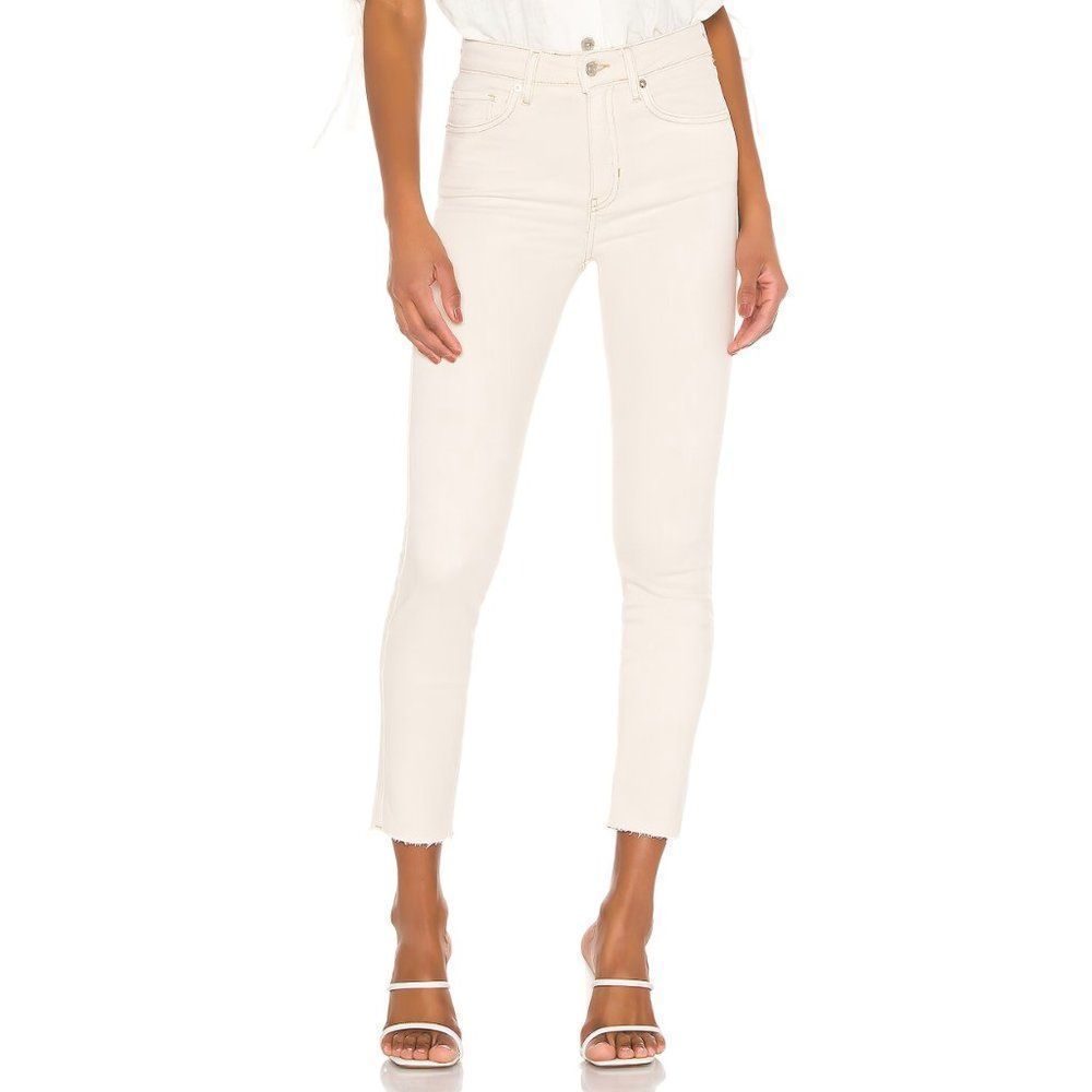 Free People Womens Raw Hem Cropped Denim Leggings Jeans Beige 24 - Picture 10 of 11